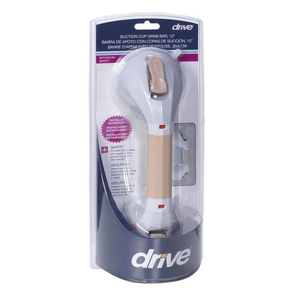 Suction Cup Grab Bar, 12" White and Beige
