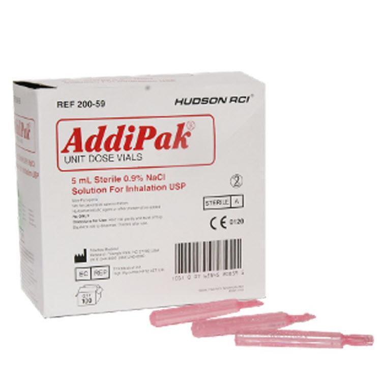 Box/100 Addipak Saline Solution, Unit Dose 5mL- Red