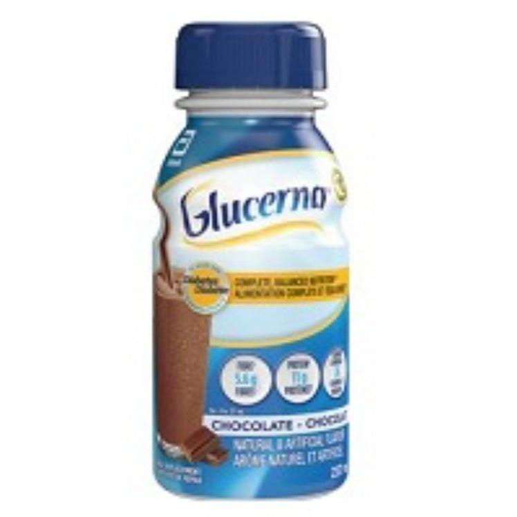 Glucerna chocolate-flavored drink container on a white background