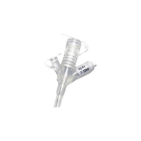 Clear MIC Gastrostomy Tube plastic medical device with measurement markings on a white background