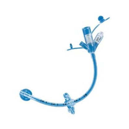 Blue MIC Gastrostomy Tube medical device on a white background
