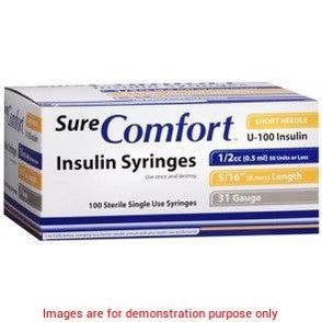 SURE COMFORT INSULIN SYRINGE 100/bx-Diabetes Supplies-BestBuy Medical Supplies Inc.-22-6003 30G x 5/16” 0.3cc-capitalmedicalsupply.ca