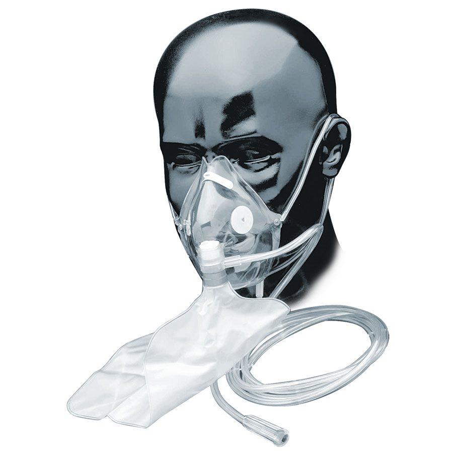Salter Labs, Mask. Adult Elongated Non-Rebreather Mask w/ 7' tubing