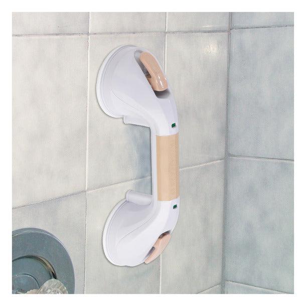 Suction Cup Grab Bar, 12" White and Beige