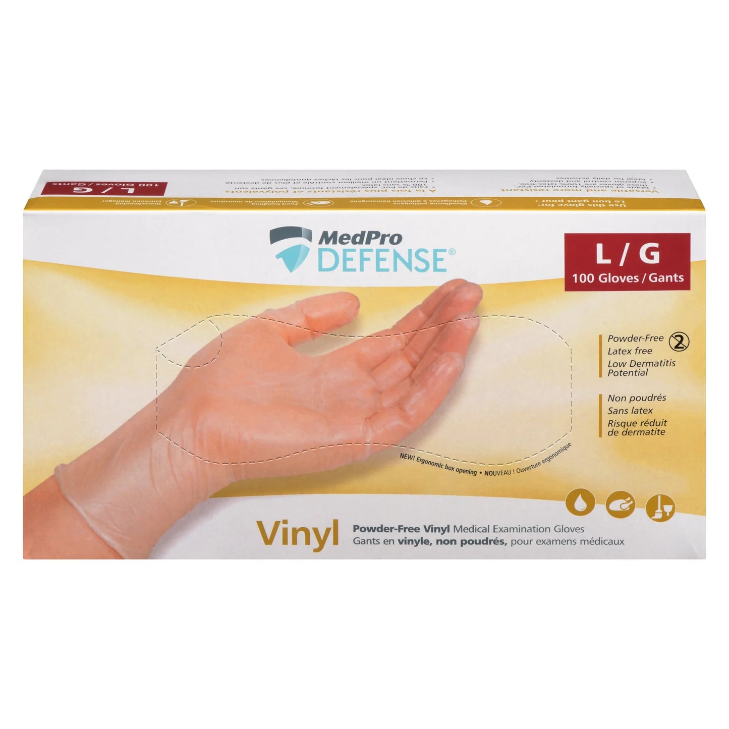 MedPro Defense Vinyl Powder-Free Exam Gloves 100/BX