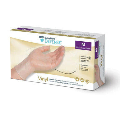 MedPro Defense Vinyl Powder-Free Exam Gloves 100/BX